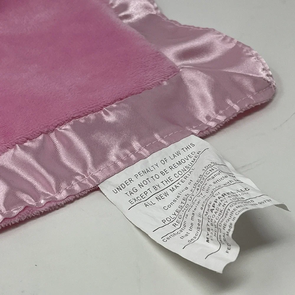 Bunny rabbit pink Baby Security Blanket‎ Lovey satin trim Mystic Apparel